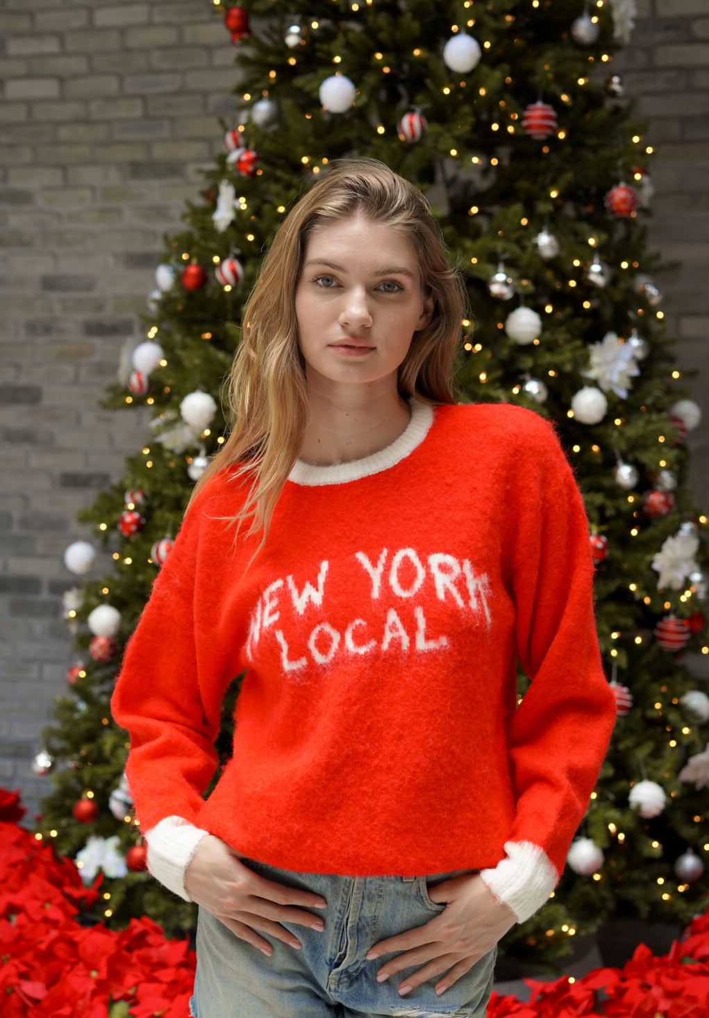 22NJ New York Local Red Unisex Mohair Sweater