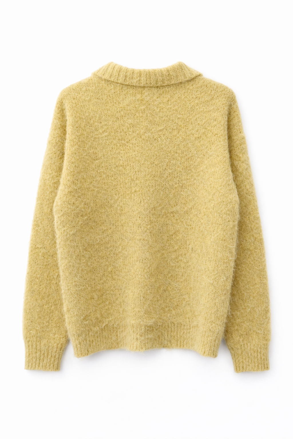 Mustard Yellow Ribbed Polo Mohair Unisex Sweater
