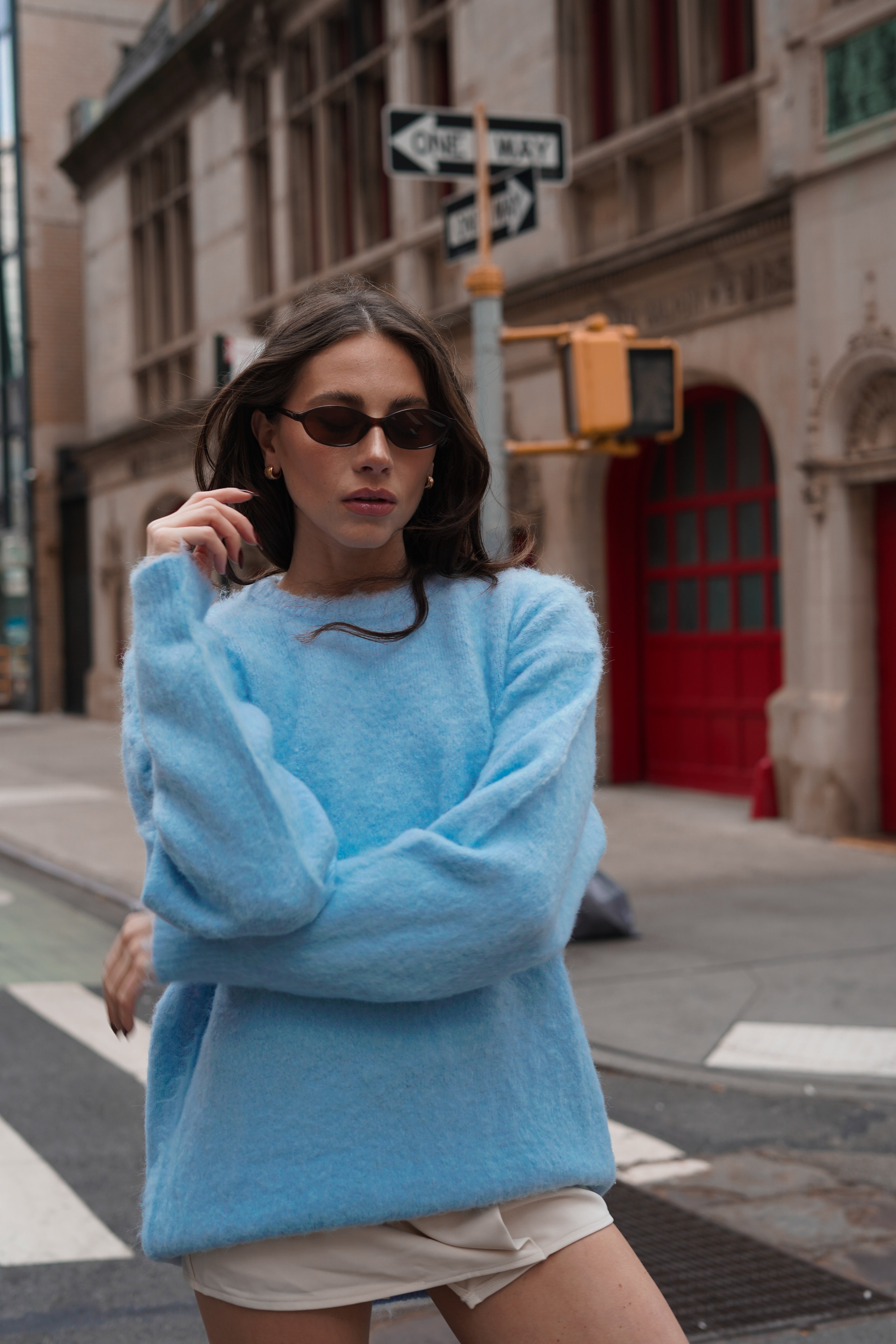 22NJ Pastel Blue Unisex Mohair Sweater