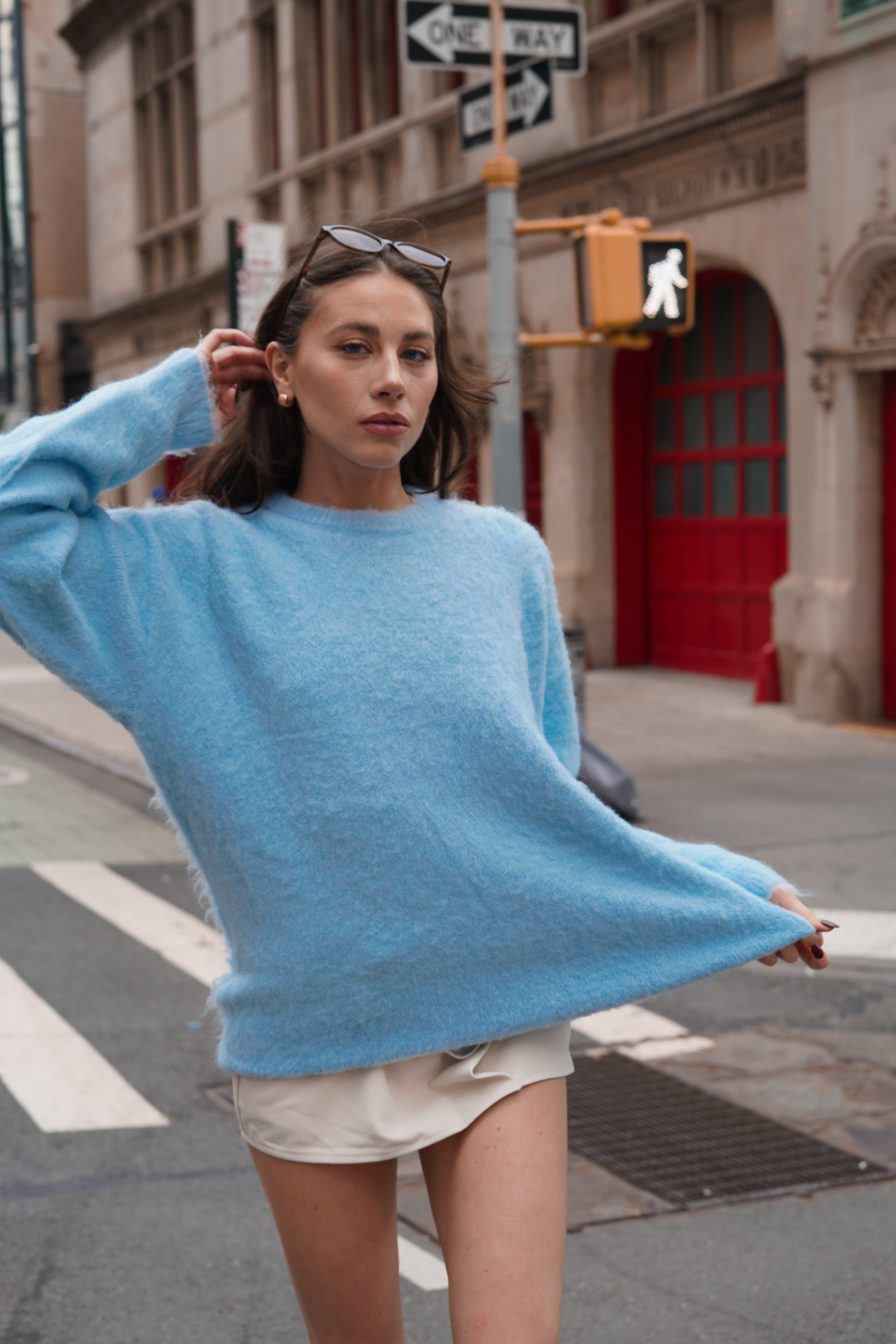 22NJ Pastel Blue Unisex Mohair Sweater