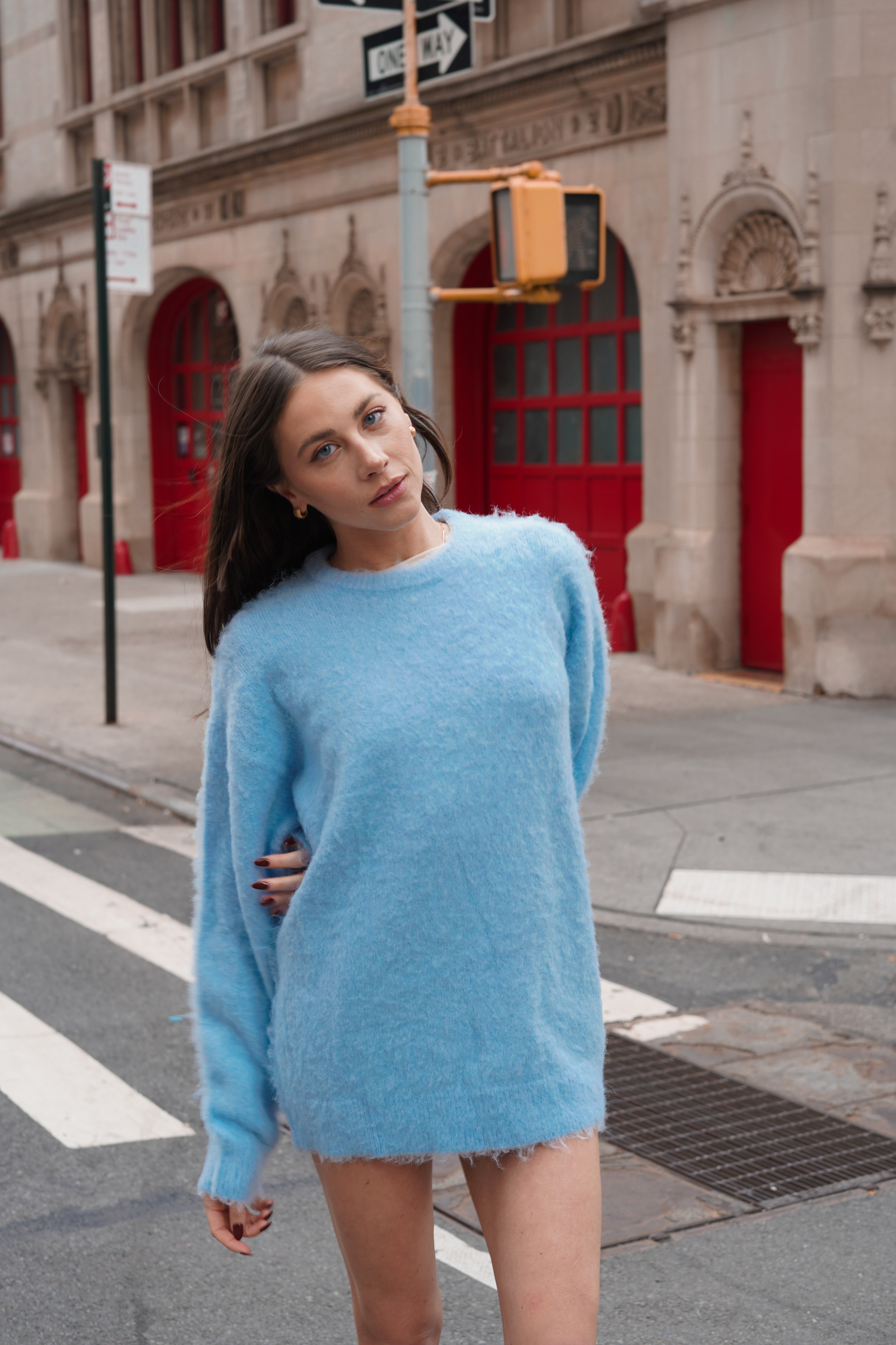 22NJ Pastel Blue Unisex Mohair Sweater