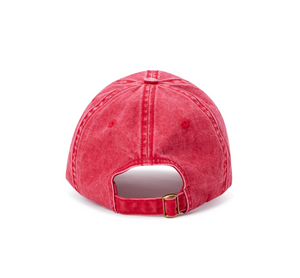 I Am Looking For a Man In Finance Washed Cotton Red Unisex Cap