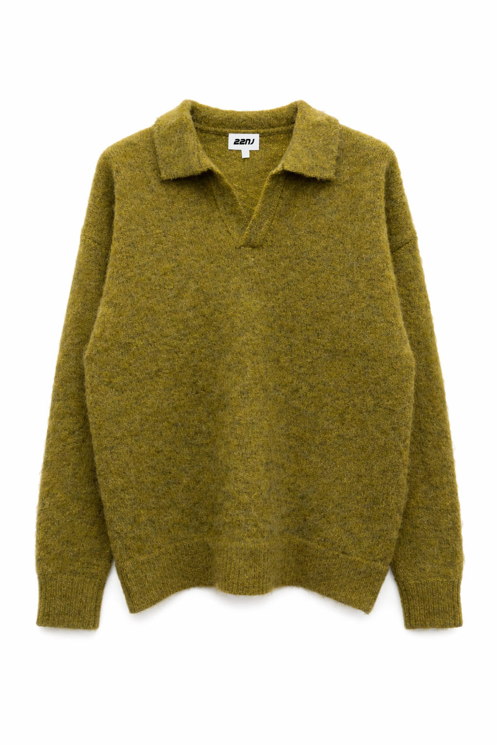 22NJ Olive Green Unisex Polo Mohair Sweater