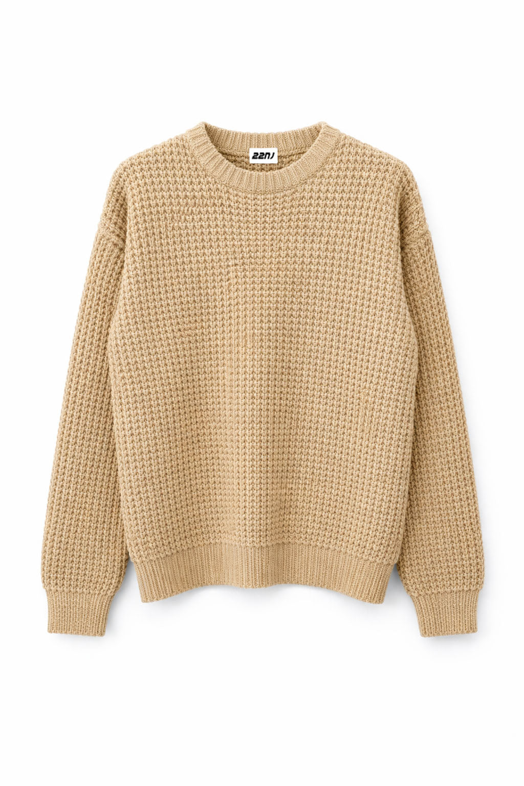 22NJ Beige Waffle Knit Sweater