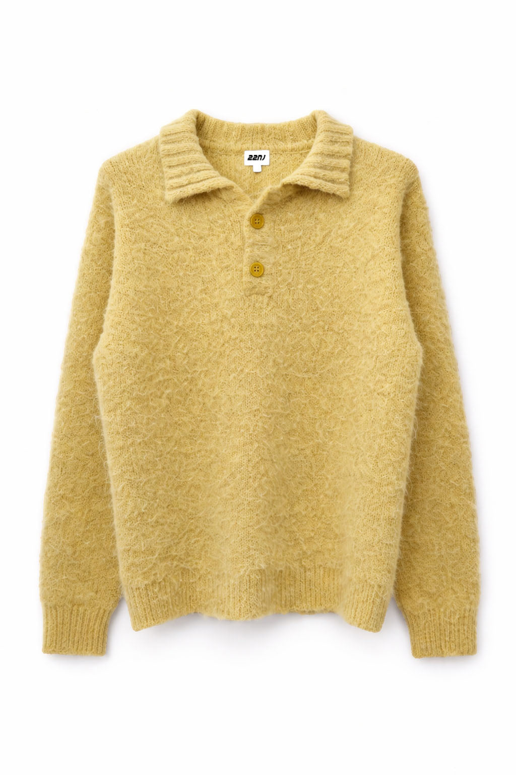 Mustard Yellow Ribbed Polo Mohair Unisex Sweater