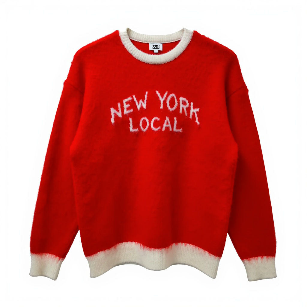 22NJ New York Local Red Unisex Mohair Sweater