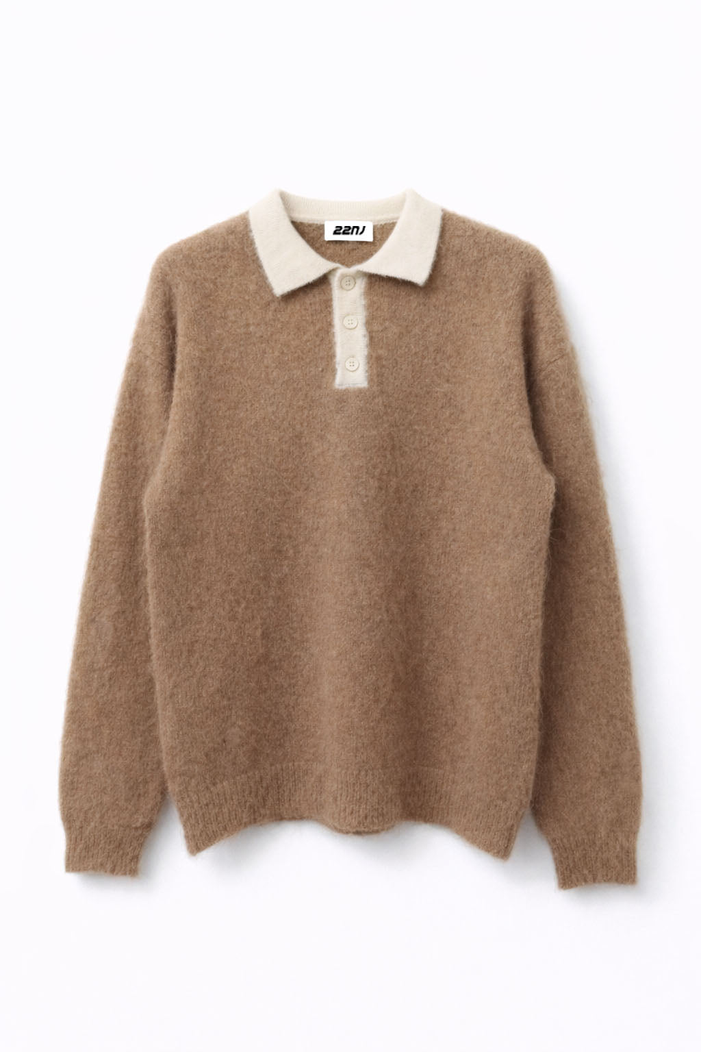 22NJ Brown Polo Mohair Unisex Sweater