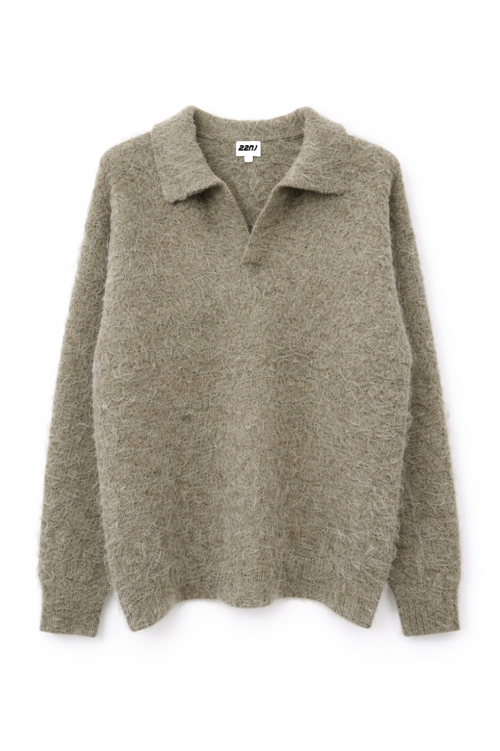 22NJ Taupe Unisex Polo Mohair Sweater