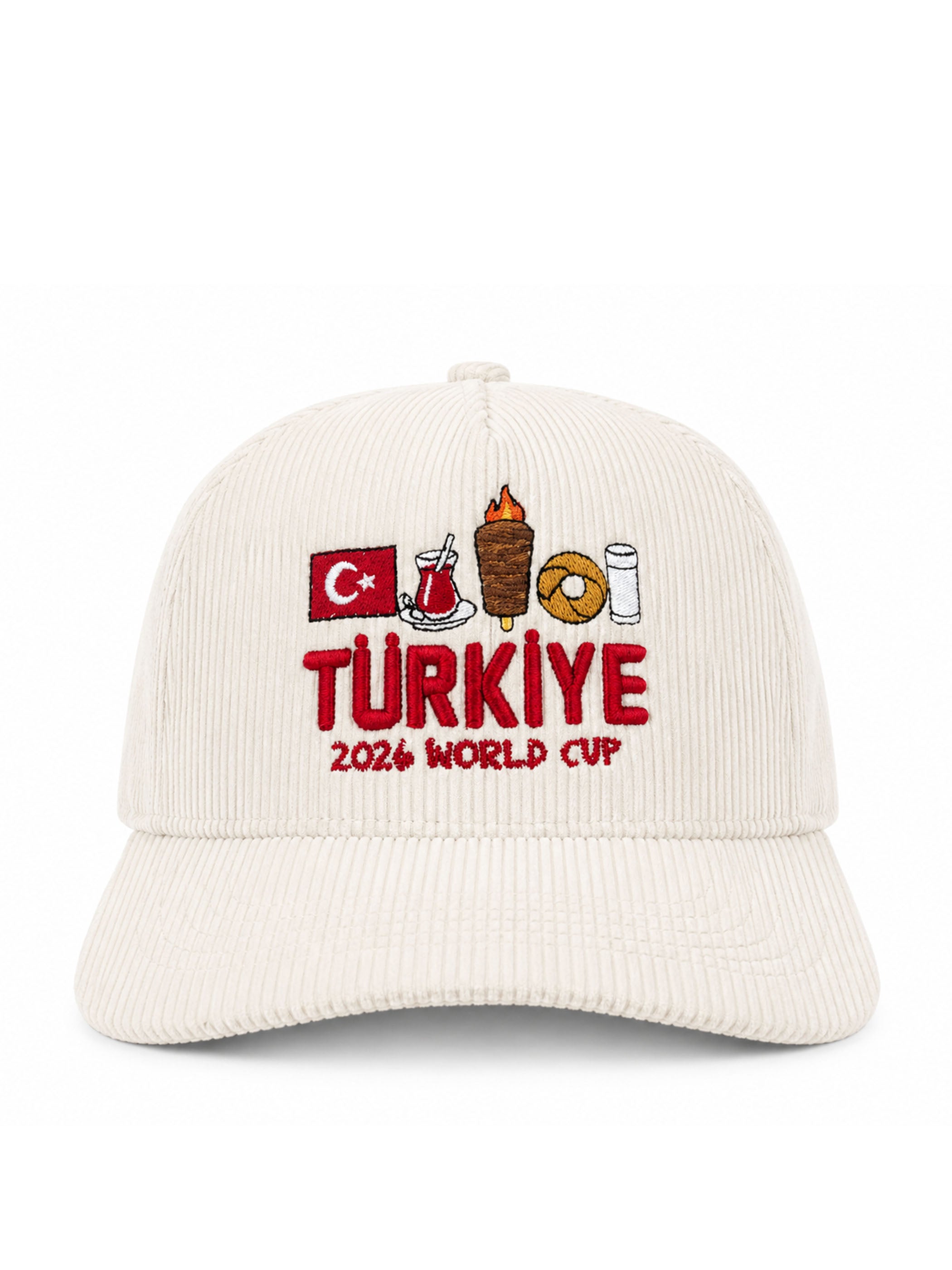 Turkiye 2026 World Cup White Corduroy Unisex Cap